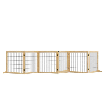Pawhut Barrera De Seguridad Para Perros Plegable De Madera Con Soporte De Pie_0