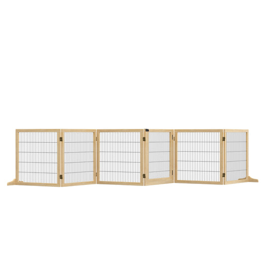 Pawhut Barrera De Seguridad Para Perros Plegable De Madera Con Soporte De Pie_0