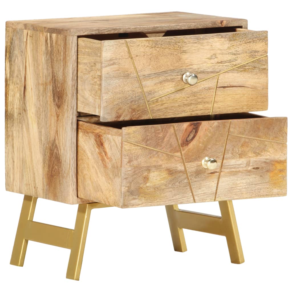 Mesita De Noche De Madera Maciza De Mango 40x30x50 Cm_1