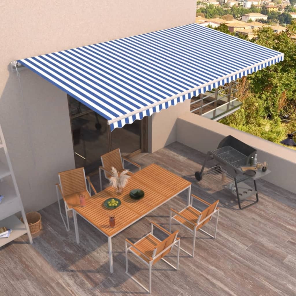 Toldo Automático Retráctil Azul Y Blanco 600x350 Cm_1