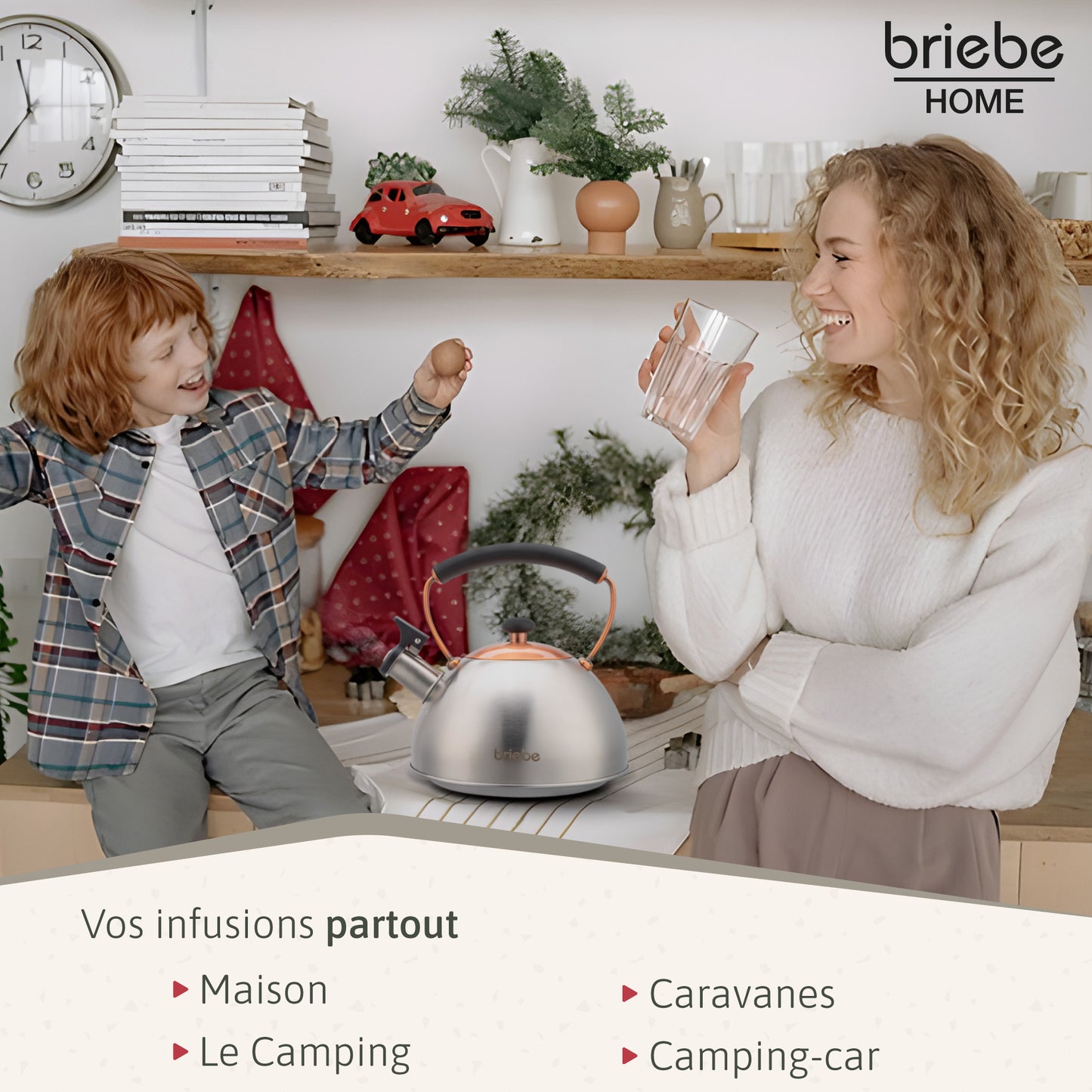 Briebe Tetera Con Silbato, Hervidor De Agua 2,3l, Inducción, Acero Inox, Vintage, Mango Cool Touch, I-bronze_4