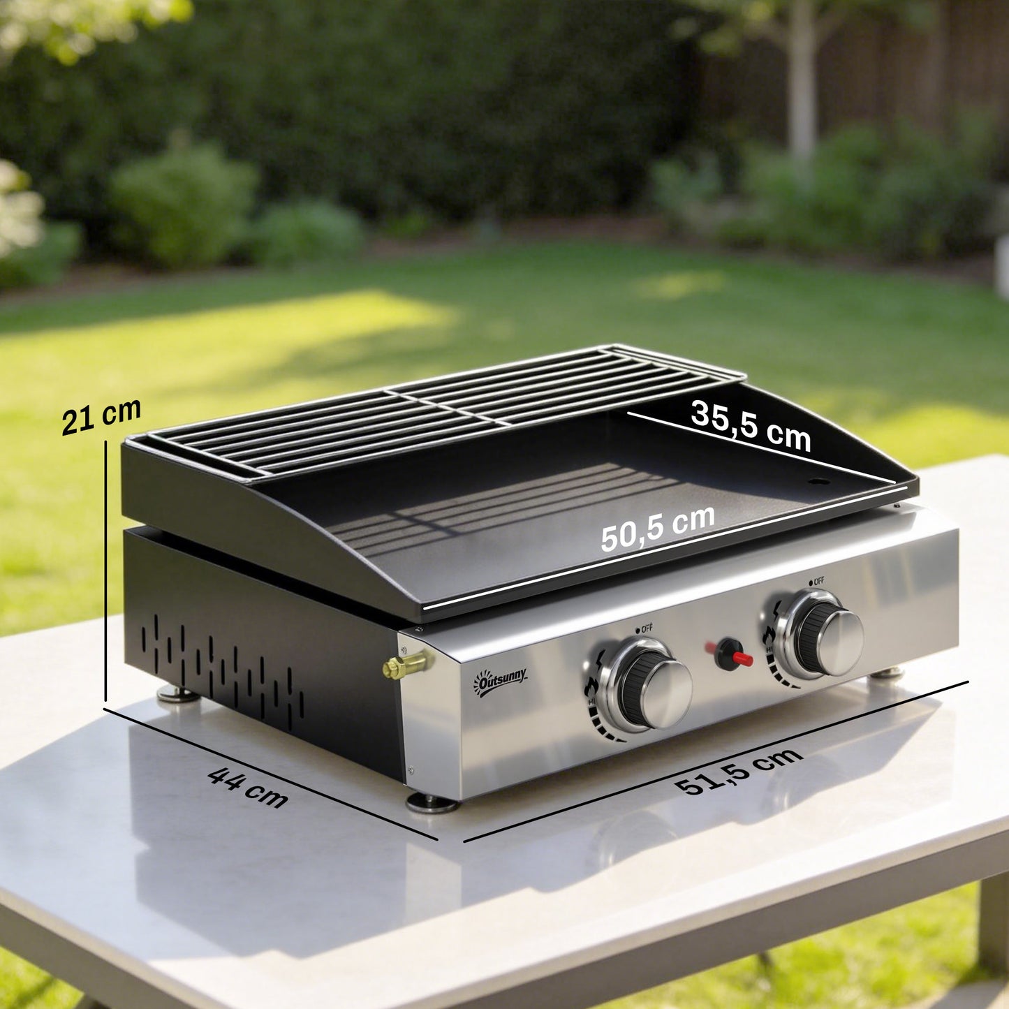 Outsunny Barbacoa De Gas Con 2 Quemadores 5 Kw Plancha Rejilla Calentadora_2