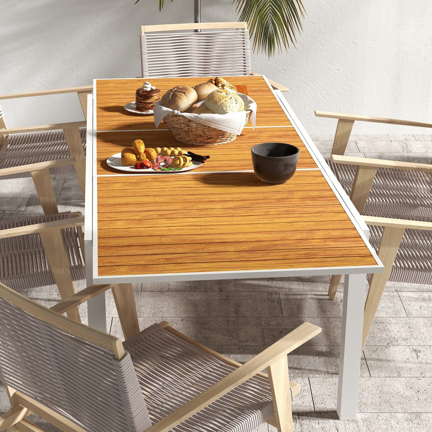 Outsunny Mesa De Jardín Extensible Con Marco De Aluminio 180/240x94x73 Cm Marrón_4