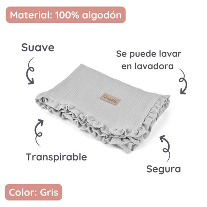 Manta De Bebé Doble Muselina Cotton Color Gris_3