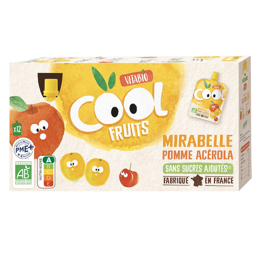 Pack 12 uds Cool Fruits Manzana Melocotón Albaricoque 90g VITABIO
