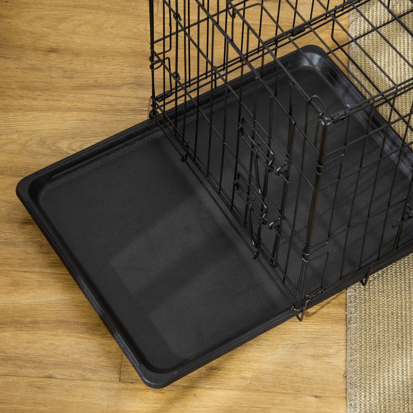 Pawhut Jaula De Metal Para Perros Plegable 60x43x49,5 Cm 2 Puertas Bandeja Cojín_4