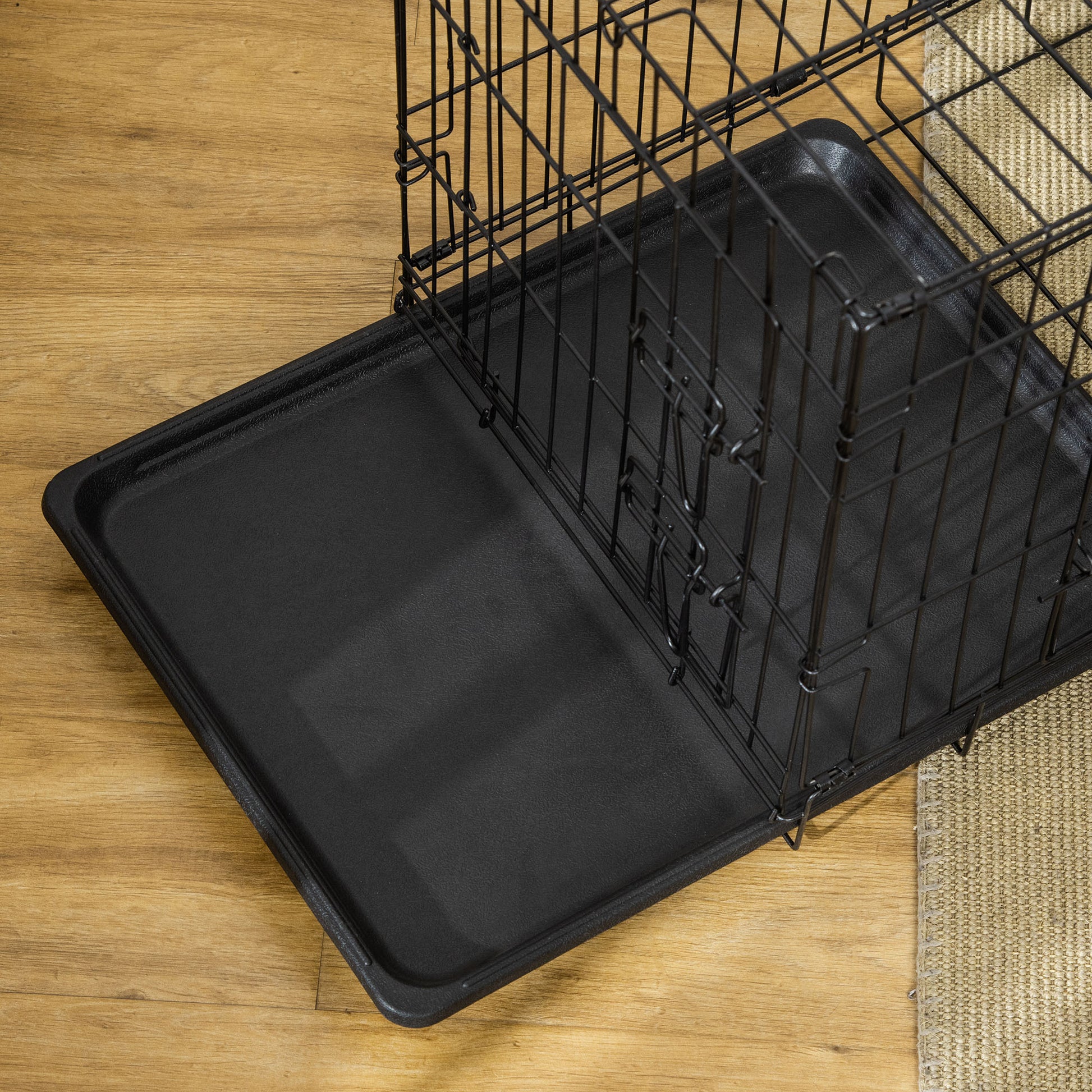 Pawhut Jaula De Metal Para Perros Plegable 60x43x49,5 Cm 2 Puertas Bandeja Cojín_4