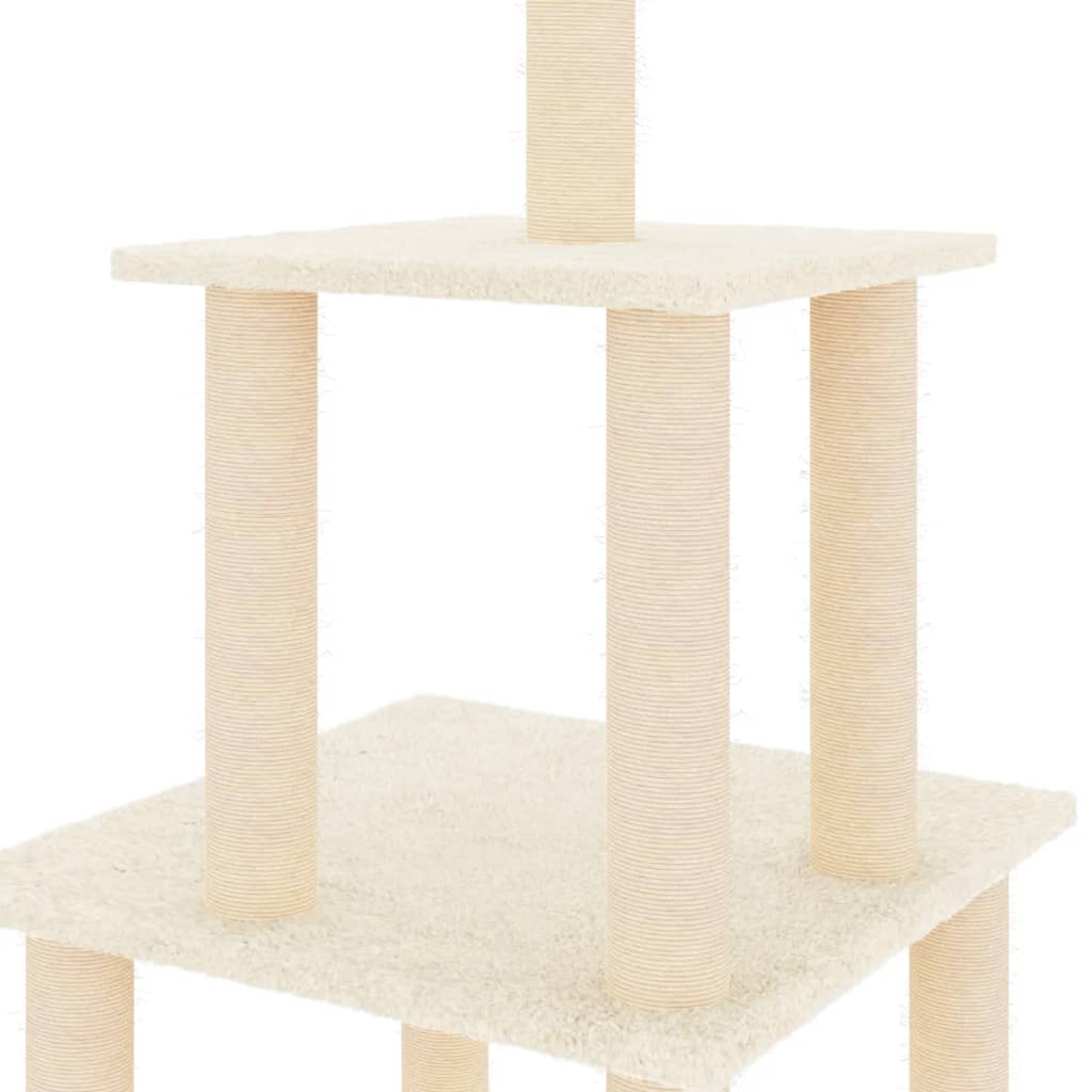 Rascador Para Gatos Con Postes De Sisal Color Crema 111 Cm_4