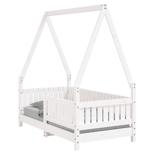 Estructura De Cama Para Niños Madera De Pino Blanco 70x140 Cm / Vetonek_0