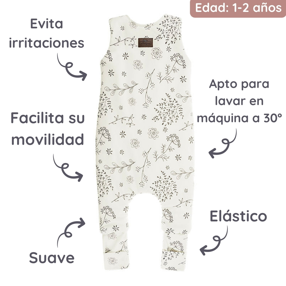Saco De Dormir Con Pies Reversible T-m Jersey Algodón Black Dots-bloom_3