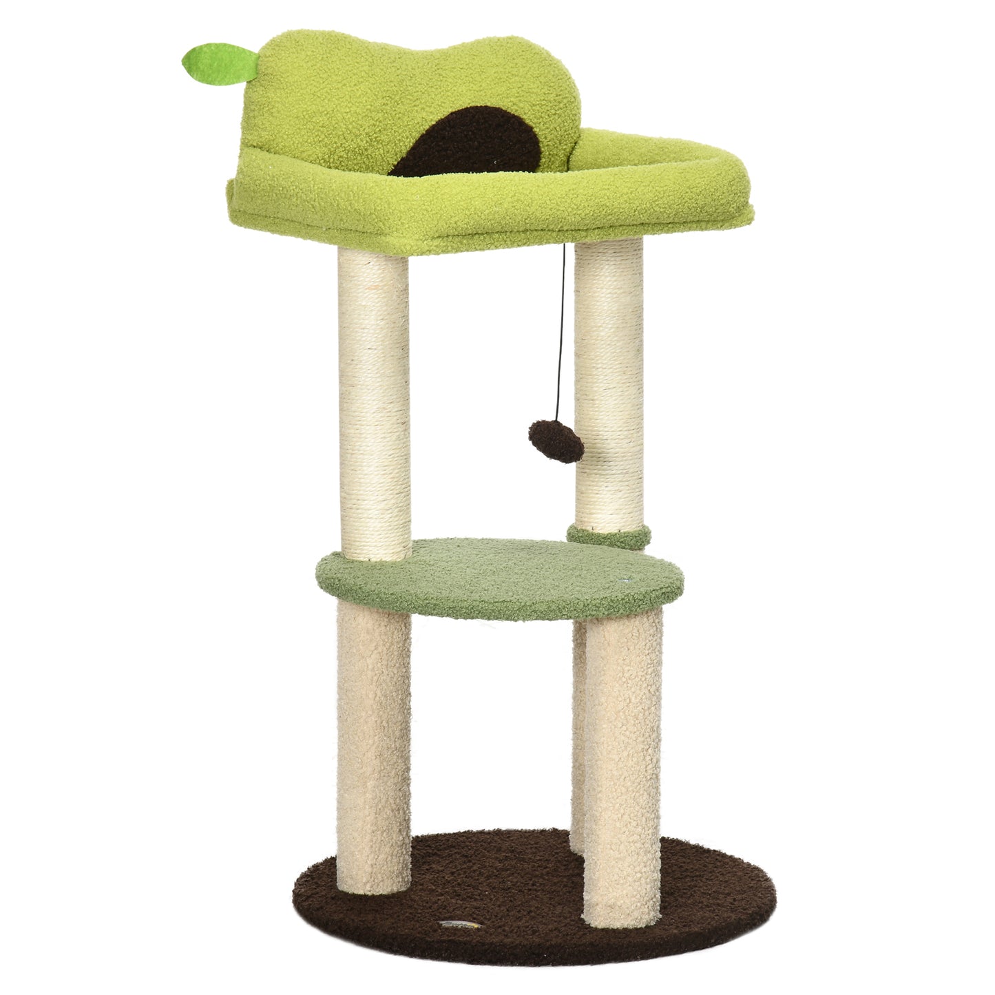 Pawhut Árbol Rascador Para Gatos Altura 83 Cm Con Cama Forma De Aguacate Y Bola_0