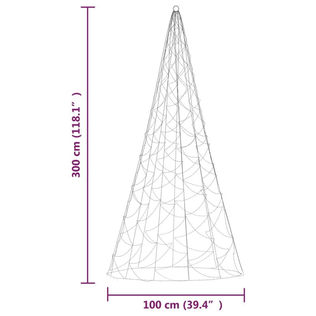 Vidaxl Árbol De Navidad En Asta De Bandera 500 Led Blanco Cálido 300cm_2