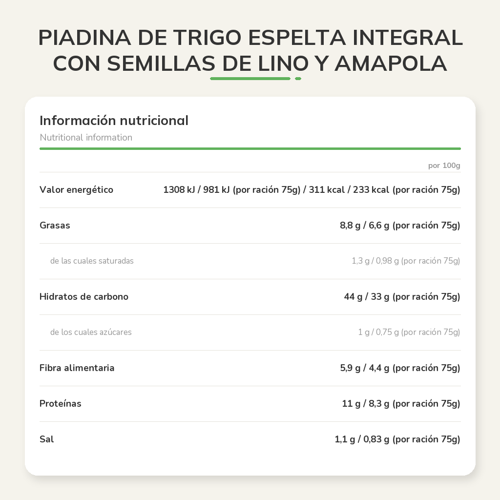 Información nutricional