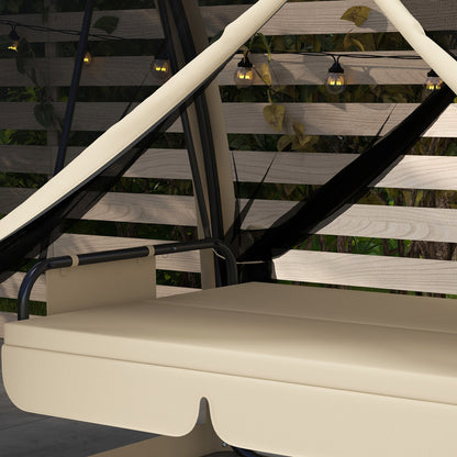 Outsunny Columpio De Jardín De 3 Plazas Convertible En Cama 240x140x197cm Beige_3