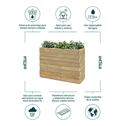 Jardinera De Madera Con Autorriego 110x40x80 Cm Nidum Basic Hortalia_4