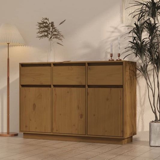 Aparador De Madera Maciza De Pino Marrón Miel 110x34x75 Cm / Vetonek_0