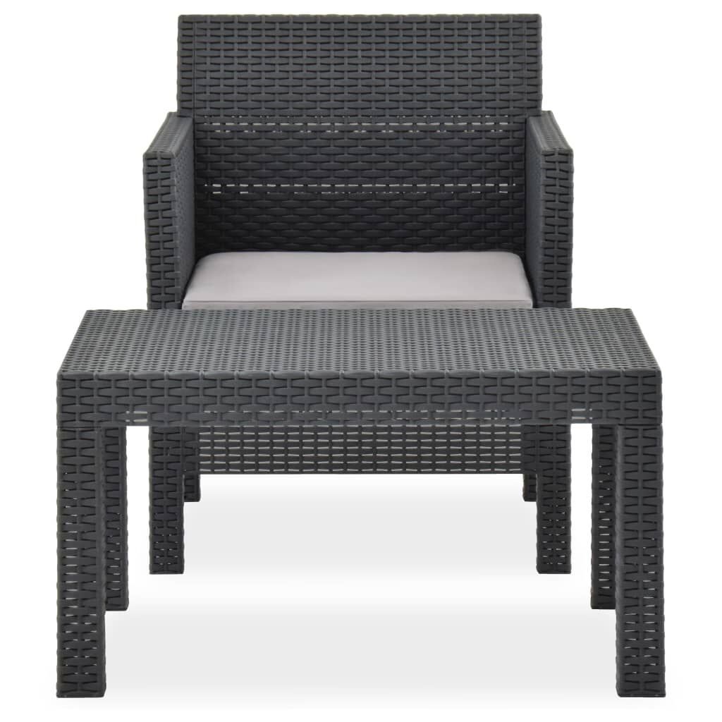 Vidaxl Set De Muebles Jardín 2 Piezas Con Cojín Pp Ratán Gris Antracita_1