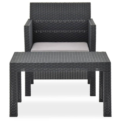 Vidaxl Set De Muebles Jardín 2 Piezas Con Cojín Pp Ratán Gris Antracita_1