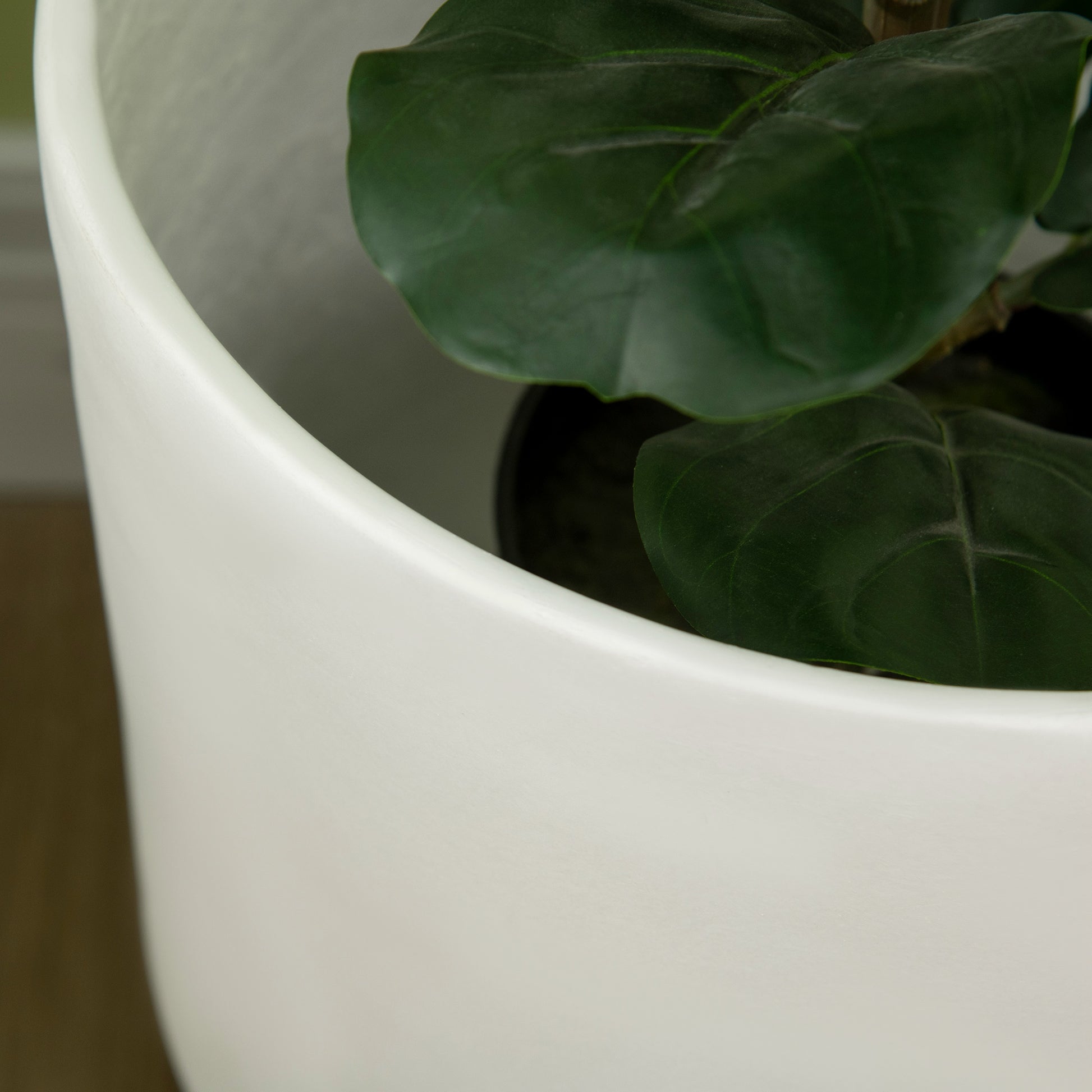 Outsunny Conjunto De 2 Macetas Para Plantas Magnesia Ø31x55 Cm Ø26x47 Cm Blanco_3