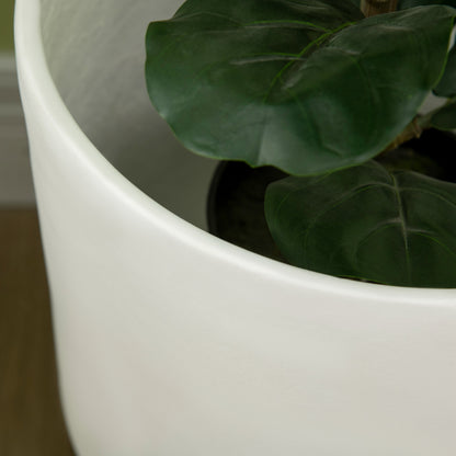 Outsunny Conjunto De 2 Macetas Para Plantas Magnesia Ø31x55 Cm Ø26x47 Cm Blanco_3