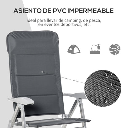 Outsunny Silla De Jardín Plegable Aluminio Con Respaldo Ajustable En 8 Posiciones_5