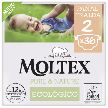 Pañales  T2 (3-6 kg) Moltex Pure & Nature, 36 Uds