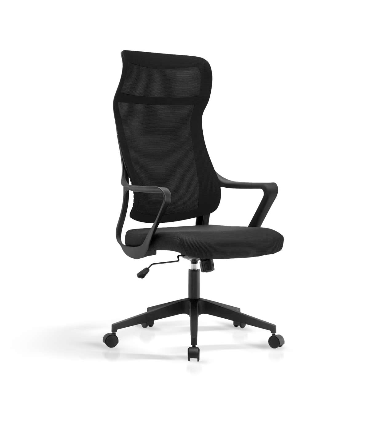 Silla Despacho Giratoria Elevable Con Reposacabezas Acabado Negro, 67m(ancho) 117/127cm(al_0