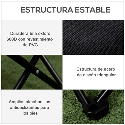 Outsunny Silla De Camping Plegable Con Bolsa De Transporte Carga 110 Kg Negro_5
