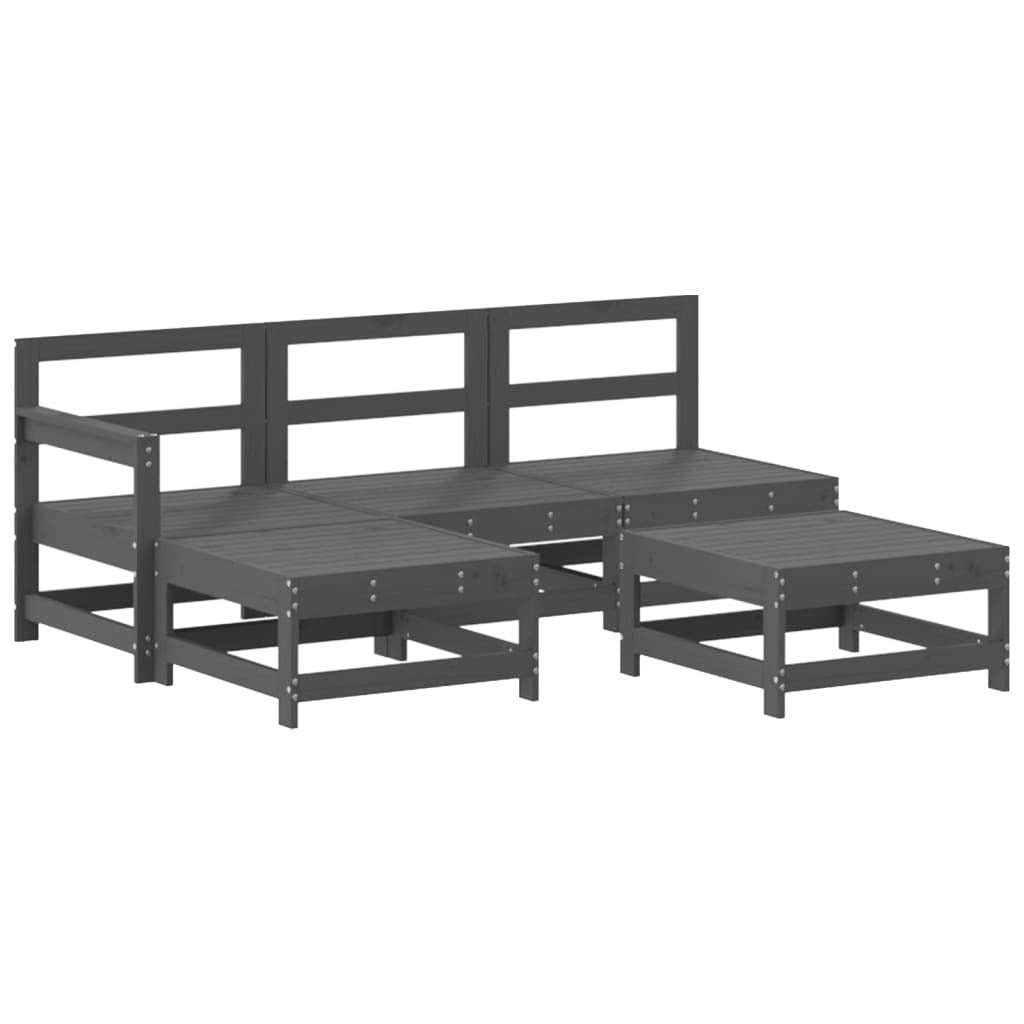 Vidaxl Juego De Sofás De Jardín 5 Piezas Madera Maciza De Pino Gris_0
