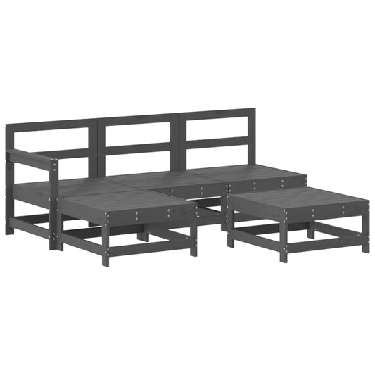 Vidaxl Juego De Sofás De Jardín 5 Piezas Madera Maciza De Pino Gris_0