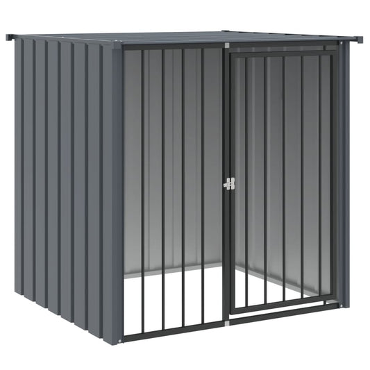 Caseta Perros Con Tejado Acero Galvanizado Negro 110x103x109 Cm_0