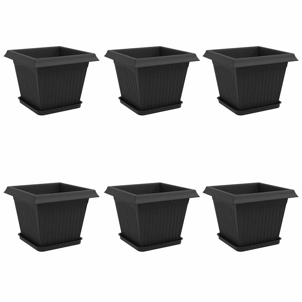 Macetas 6 Pcs Negro 28,5 X 28,5 X 22 Cm Plástico_0