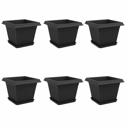Macetas 6 Pcs Negro 28,5 X 28,5 X 22 Cm Plástico_0