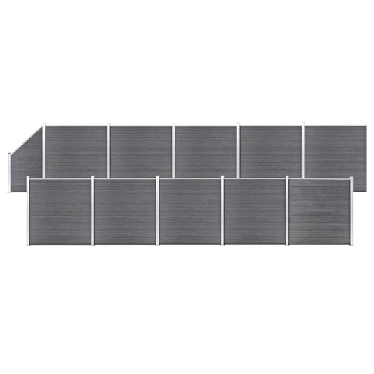 Set De Valla 10 Cuadradas + 1 Oblicua Wpc Gris 1830x186 Cm / Vetonek_0