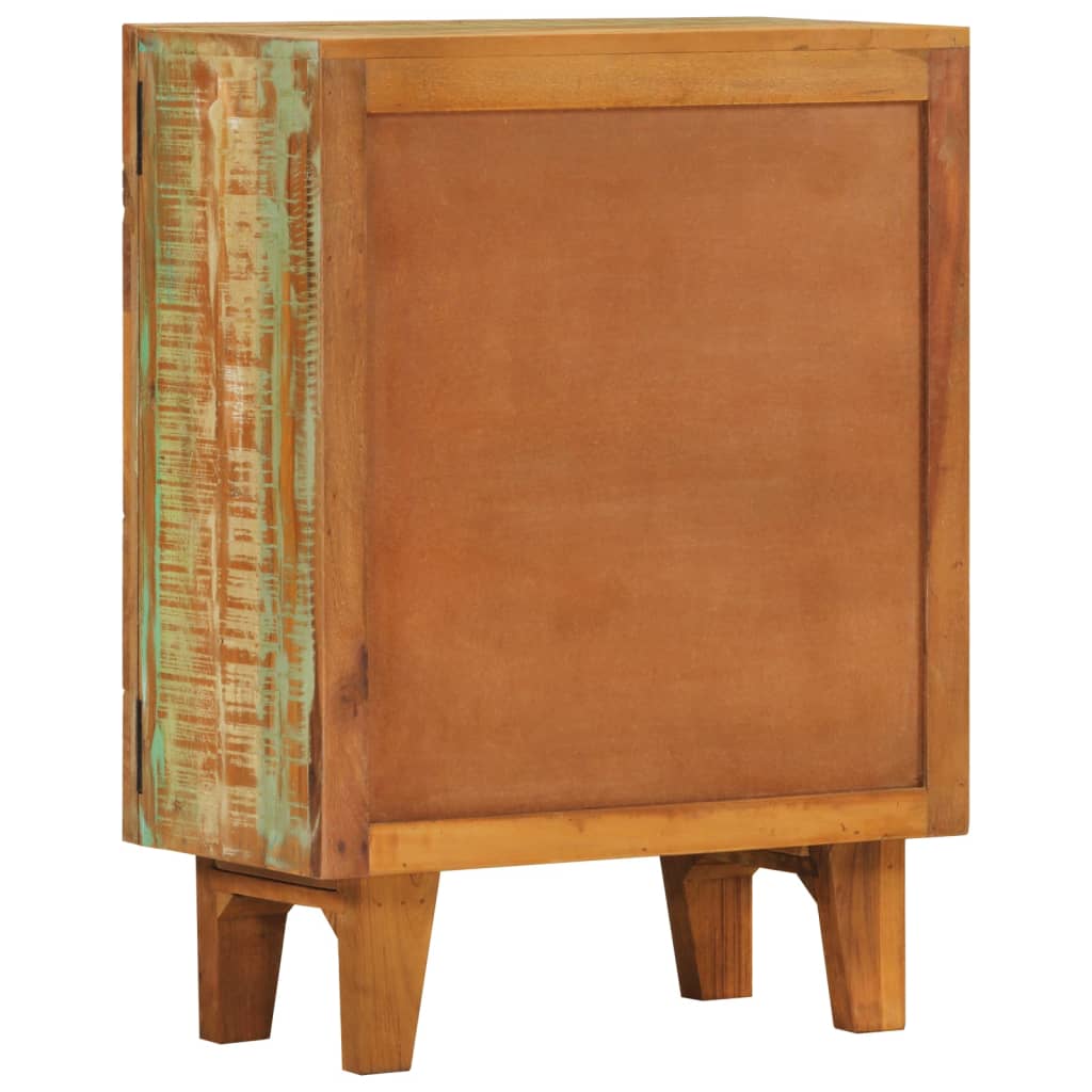 Aparador Tallado A Mano Madera Maciza Reciclada 55x30x75 Cm._3
