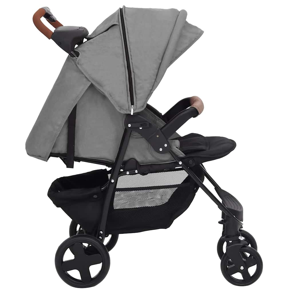 Vidaxl Carrito De Bebés 3 En 1 De Acero Gris Claro_4