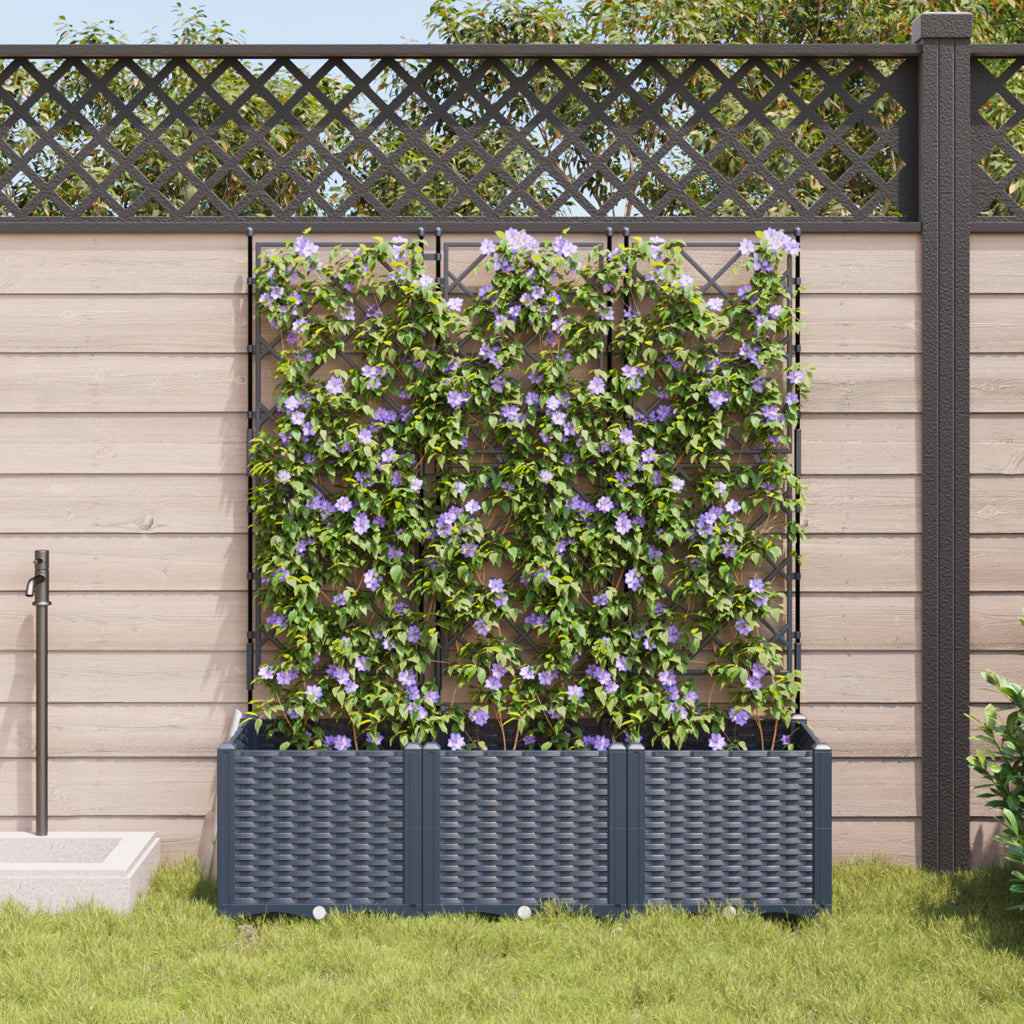 Vidaxl Maceta De Jardín Con Enrejado 3 Pcs Gris 120 X 40 X 143 Cm Pp_2