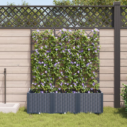 Vidaxl Maceta De Jardín Con Enrejado 3 Pcs Gris 120 X 40 X 143 Cm Pp_2