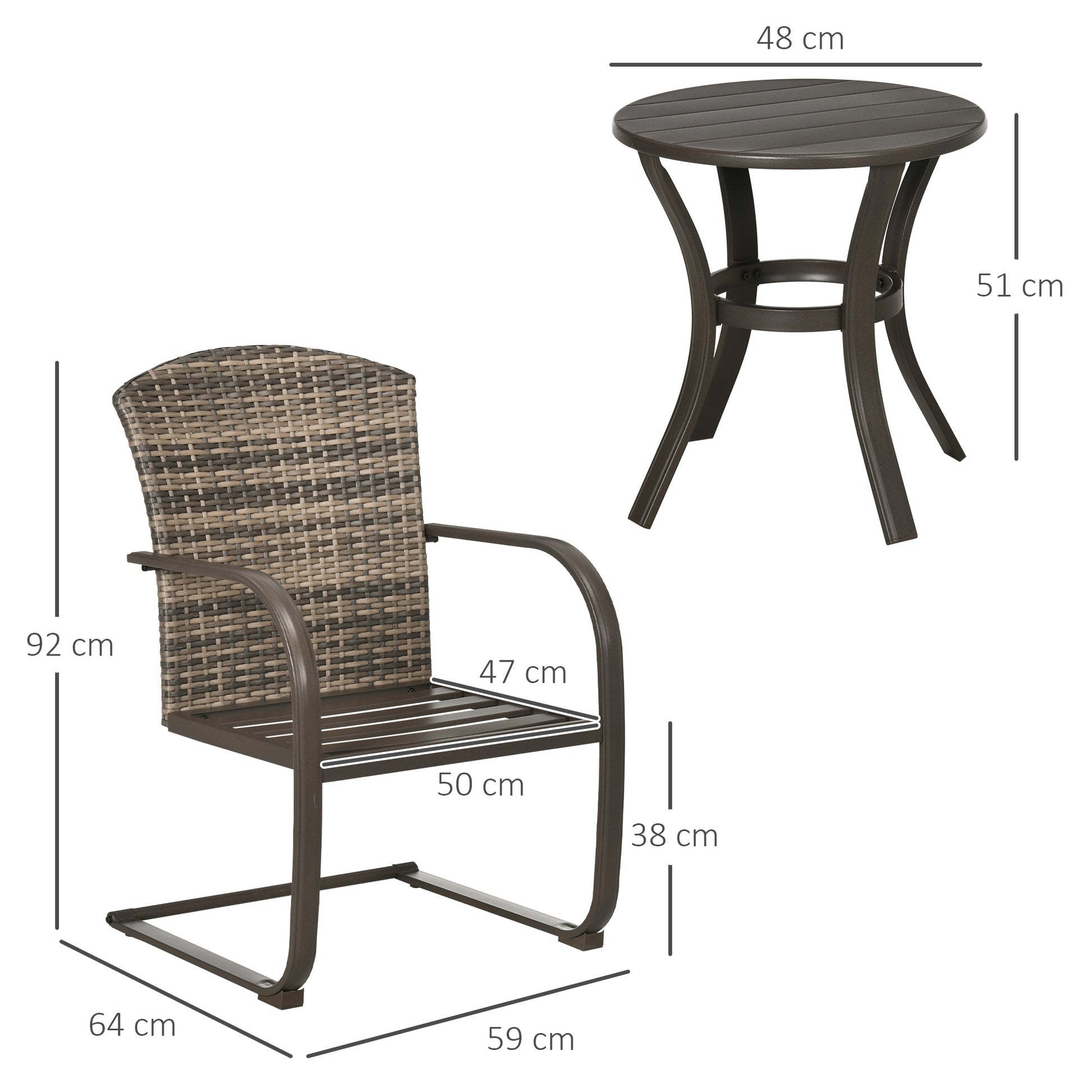 Outsunny Conjunto De Muebles De Jardín De Ratán Incluye 2 Sillas Y Mesa Redonda_2