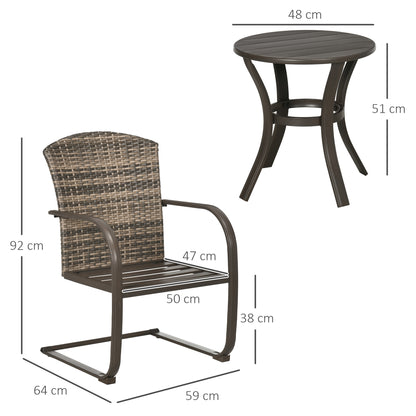 Outsunny Conjunto De Muebles De Jardín De Ratán Incluye 2 Sillas Y Mesa Redonda_2