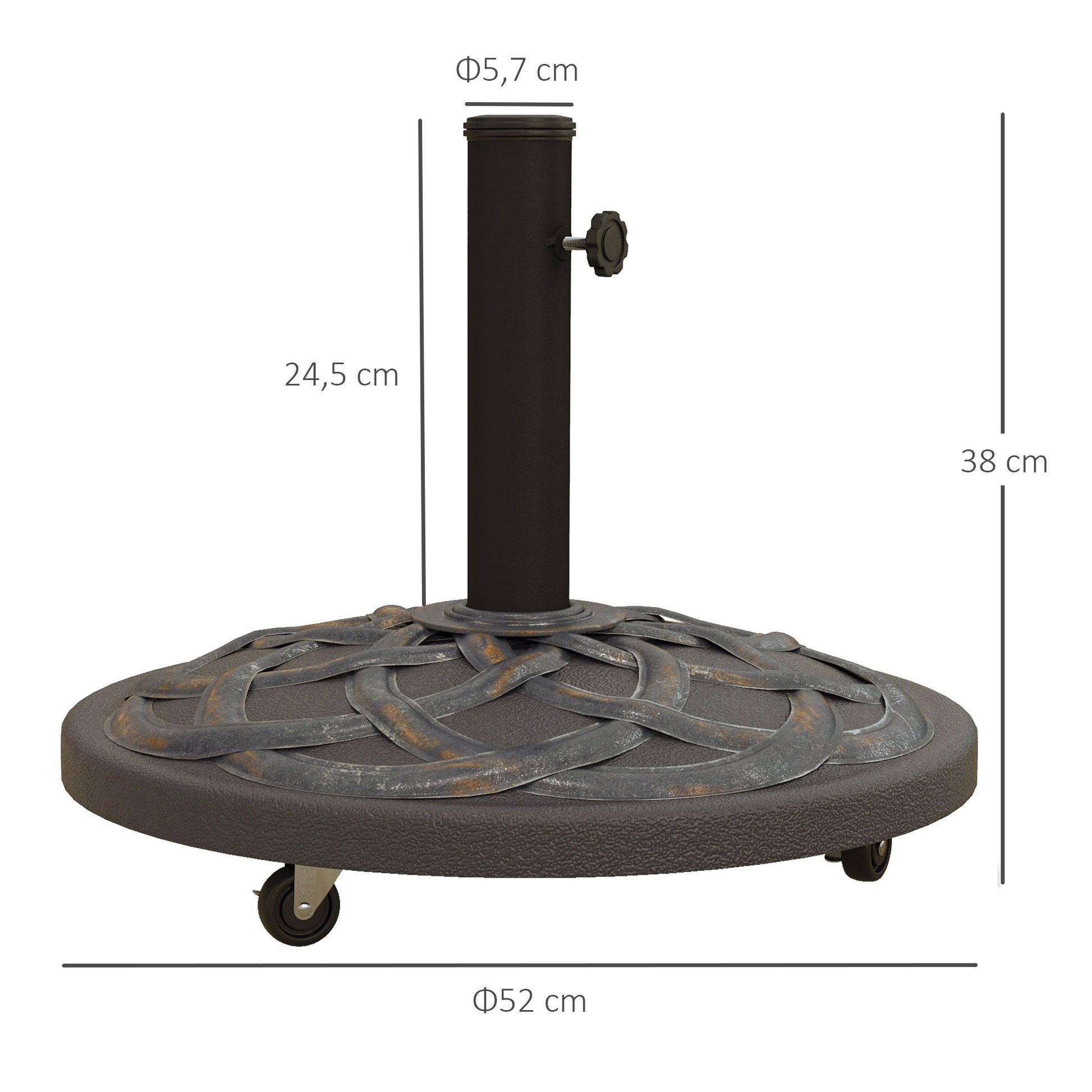 Outsunny Base De Sombrilla Peso 25 Kg Con 4 Ruedas Ø52x38 Cm Bronce_2