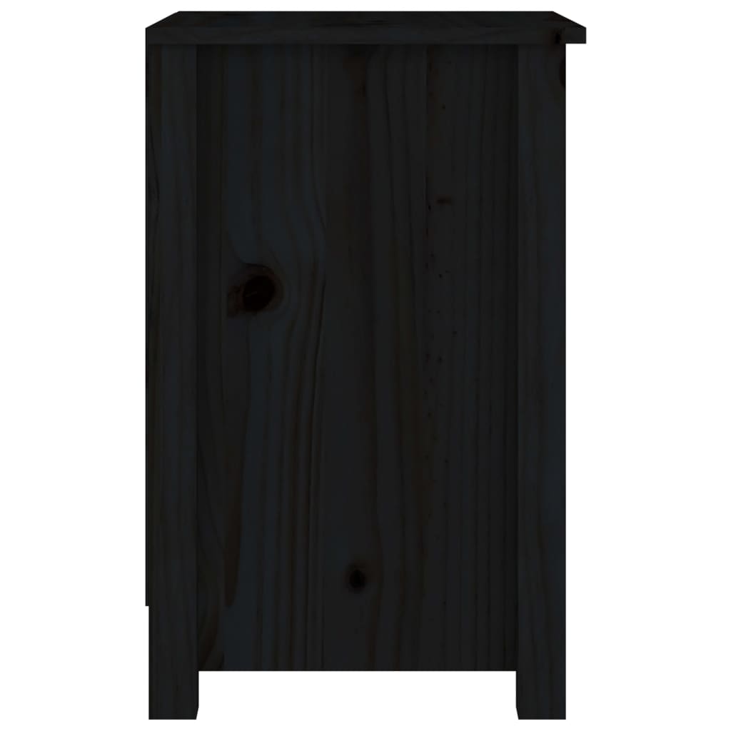 Mesitas De Noche 2 Uds Madera Maciza De Pino Negro 40x35x55 Cm_3