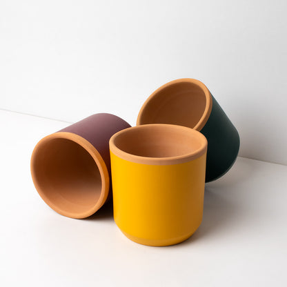 Macetero de Terracota Amarillo Azafrán 13 cm – Hecho a Mano por Artesanos, Maceta Decorativa - Resetea_2