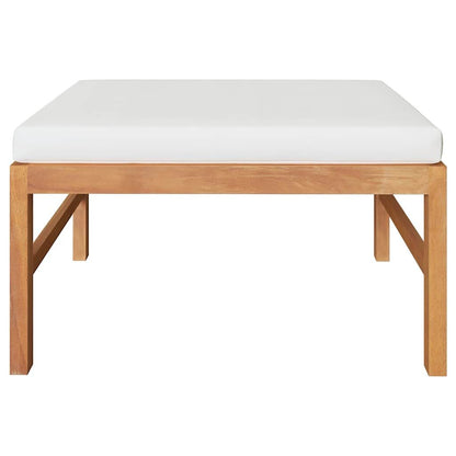 Vidaxl Reposapiés Con Cojín Crema Madera Maciza De Teca_1