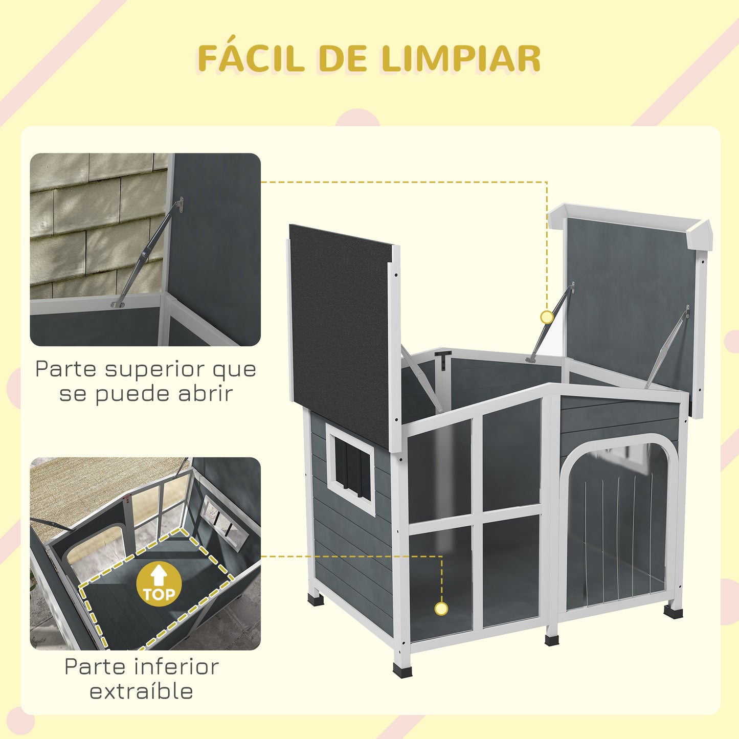 Pawhut Caseta Para Perros Pequeños De Madera 101x66,5x70,5 Cm Gris Oscuro_4