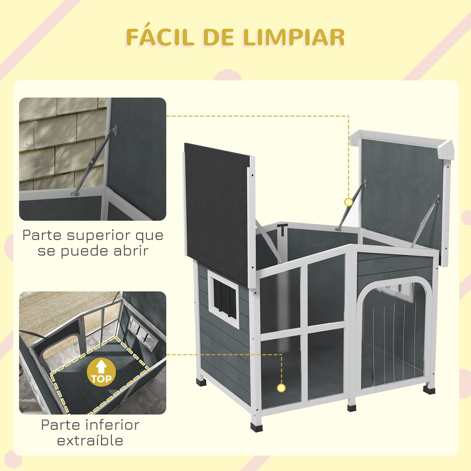 Pawhut Caseta Para Perros Pequeños De Madera 101x66,5x70,5 Cm Gris Oscuro_4