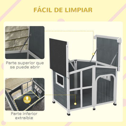 Pawhut Caseta Para Perros Pequeños De Madera 101x66,5x70,5 Cm Gris Oscuro_4