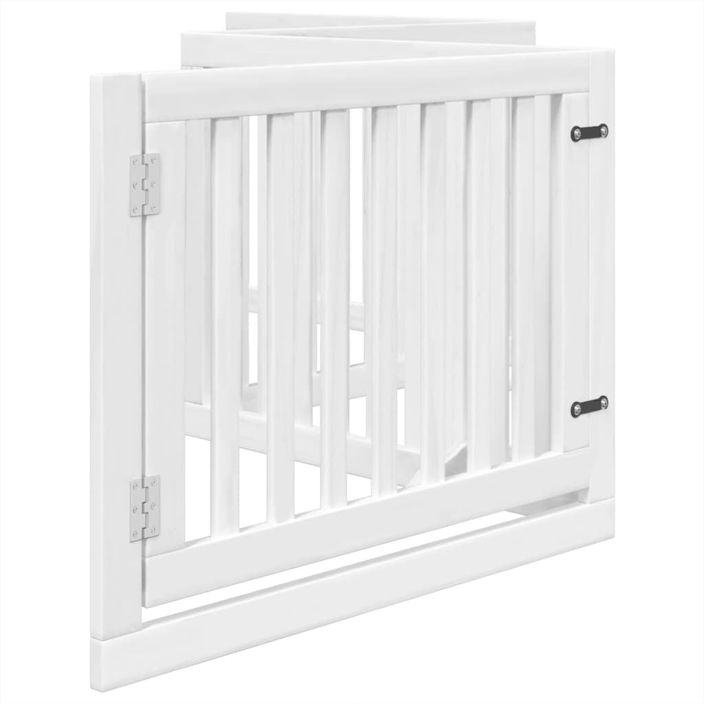 Vidaxl Puerta Para Perros Plegable 4 Paneles Madera Álamo Blanca 320cm_4