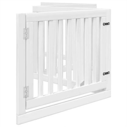 Vidaxl Puerta Para Perros Plegable 4 Paneles Madera Álamo Blanca 320cm_4