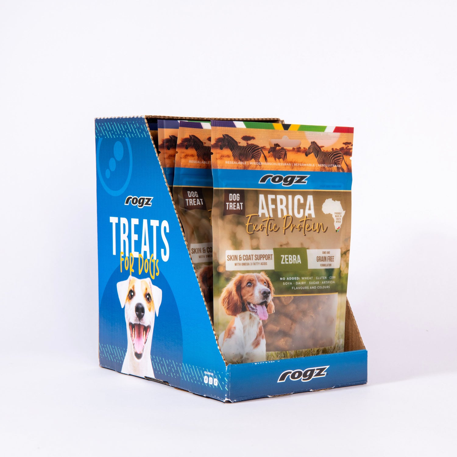 Rogz Snack Piel Y Pelo Para Perros De Cebra 6x100g Con Omega 3 Y 6_0